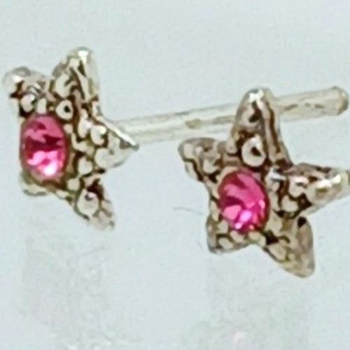 Sterling Silver 925 Pink Crystal Star Stud Earrings Celestial Dainty Jewelry 17$
